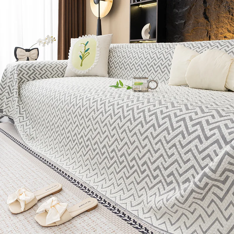 Ice Silk Cooling Sofa Towel One-Piece Sofa Cover Solid Color Pet Urine-proof Dirt-proof Sofa Cushion Cover for Living Room Home