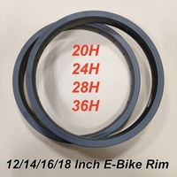 E-Bike Rim 12/14/16/18 Inch Thicken Aluminum Alloy Children's Bike Rim 20/24/28/36 Hole Black Color Bicycle Wheel Parts