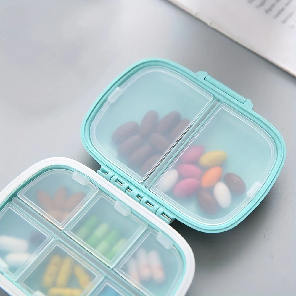 Mini Portable 8 Grids Pill Box Tablet Storage Container Travel Medicine Organizer Daily Drug Dispenser Food Grade Materials Case