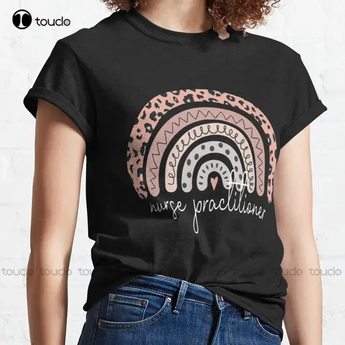 Nurse Practitioner Np Rn Leopard Rainbow Nursing - Bsn Graduation Boho Rainbow Classic T-Shirt T-Shirts s-5xl green shirt Unisex