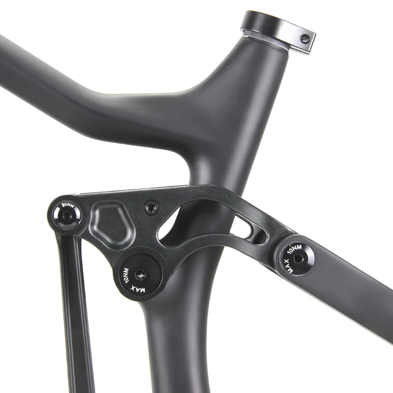 Juego de cuadro de carbono para bicicleta eléctrica de montaña con suspensión completa, material de fibra de carbono, compatible con motores centrales comunes, accesorios para bicicletas y neumáticos.