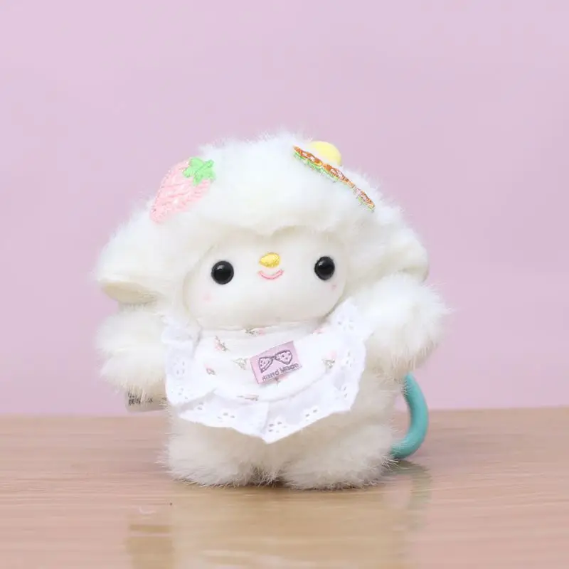 ليتل الأغنام البيضاء قلادة لطيف ألعاب من نسيج مخملي دمية صغيرة الأغنام حقيبة معلقة زخرفة دمية المفاتيح القماش دمية