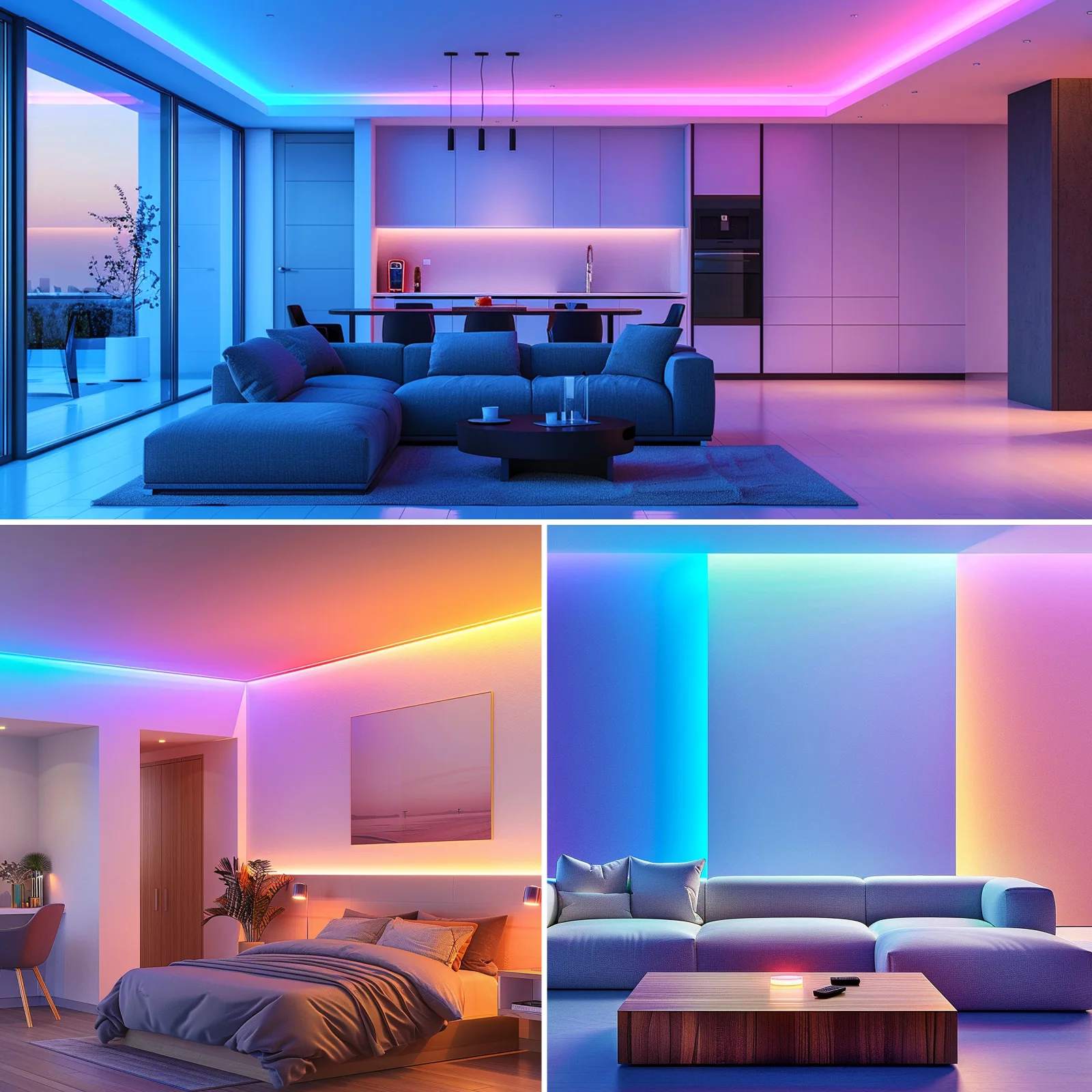 25/50/100/130ft smart LED light strip , bedroom color-changing RGB light built-in microphone can rhythm with music, su image 6
