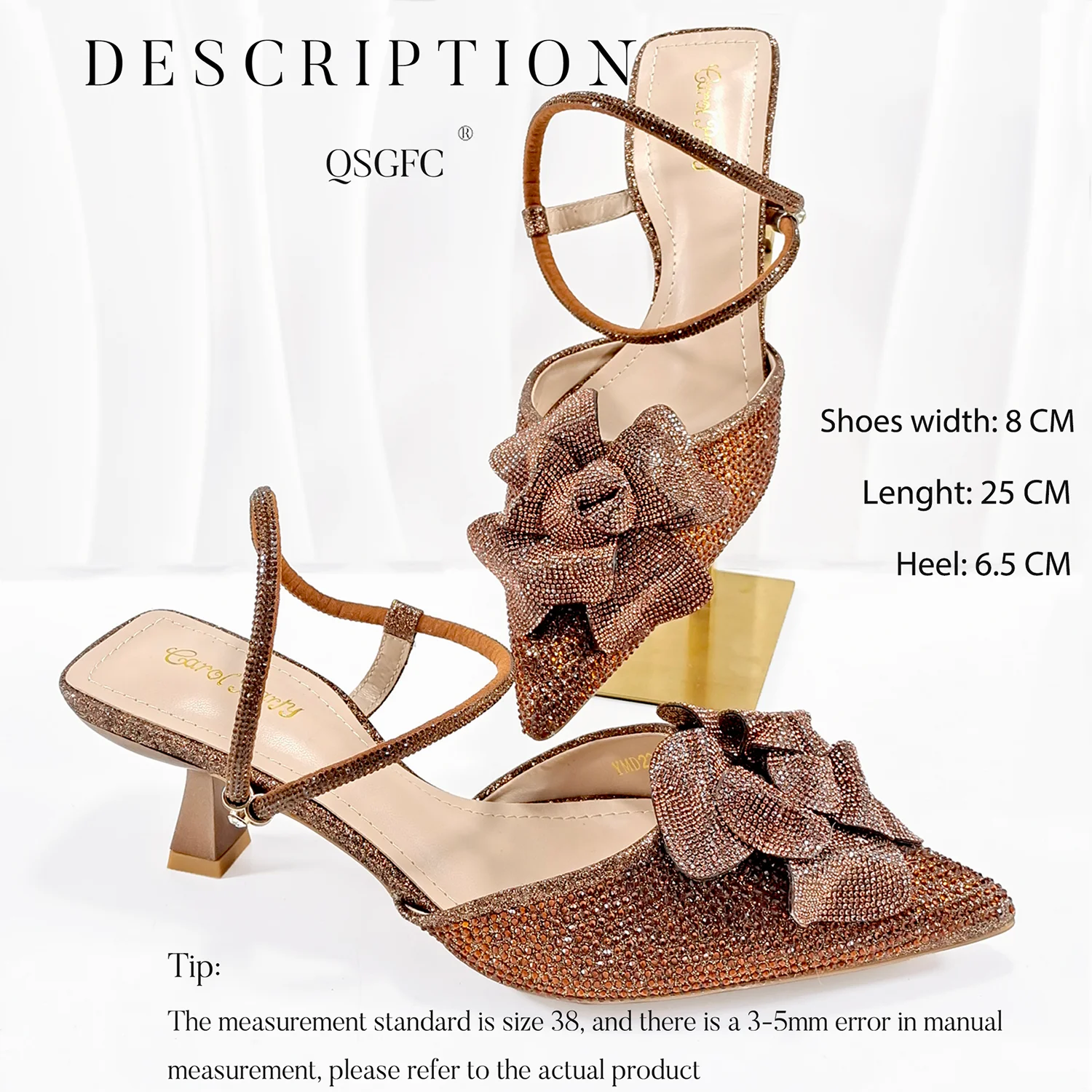 2025 Large Flower Design Shoes & bag Nigerian Coffee Color Women\'s Stiletto Shoes For Special Good Time INS Style