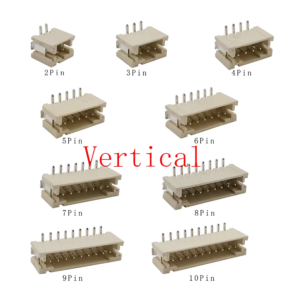 50Pcs PH2.0 2.0mm Pitch 2/3/4/5/6/7/8/9P/10Pin SMD Horizontal Vertical Wire Connector PH 2.0 JST Male Socket