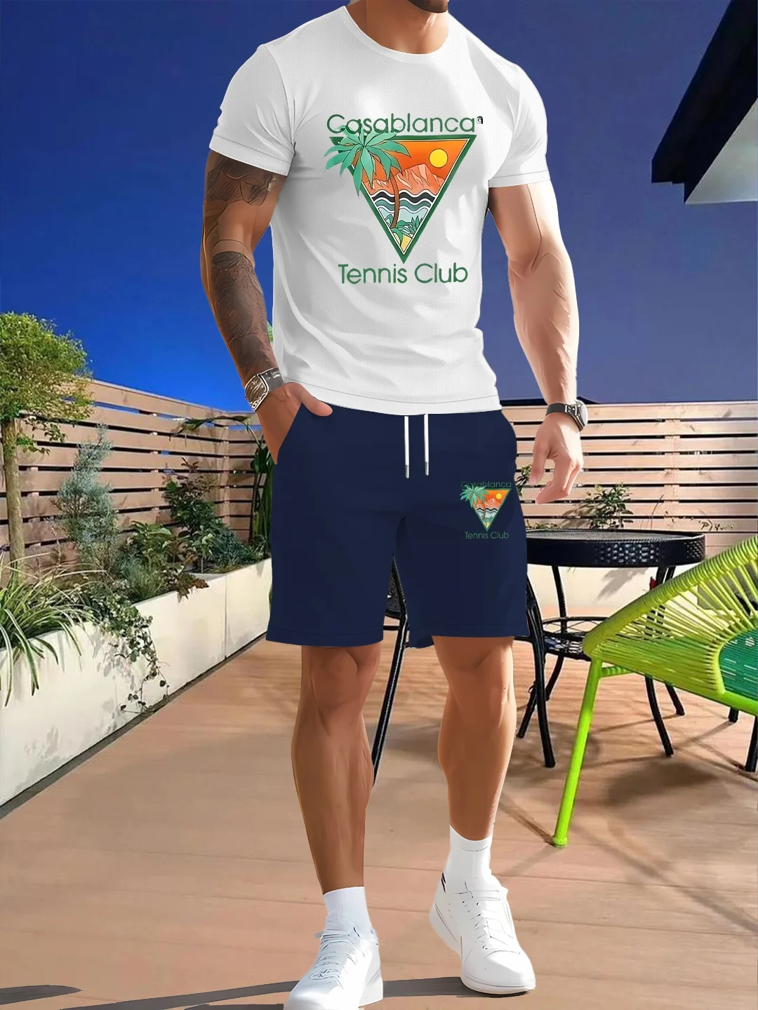 

New men's casual suit: simple and stylish short sleeved breathable top+pants two-piece set, easy and versatile