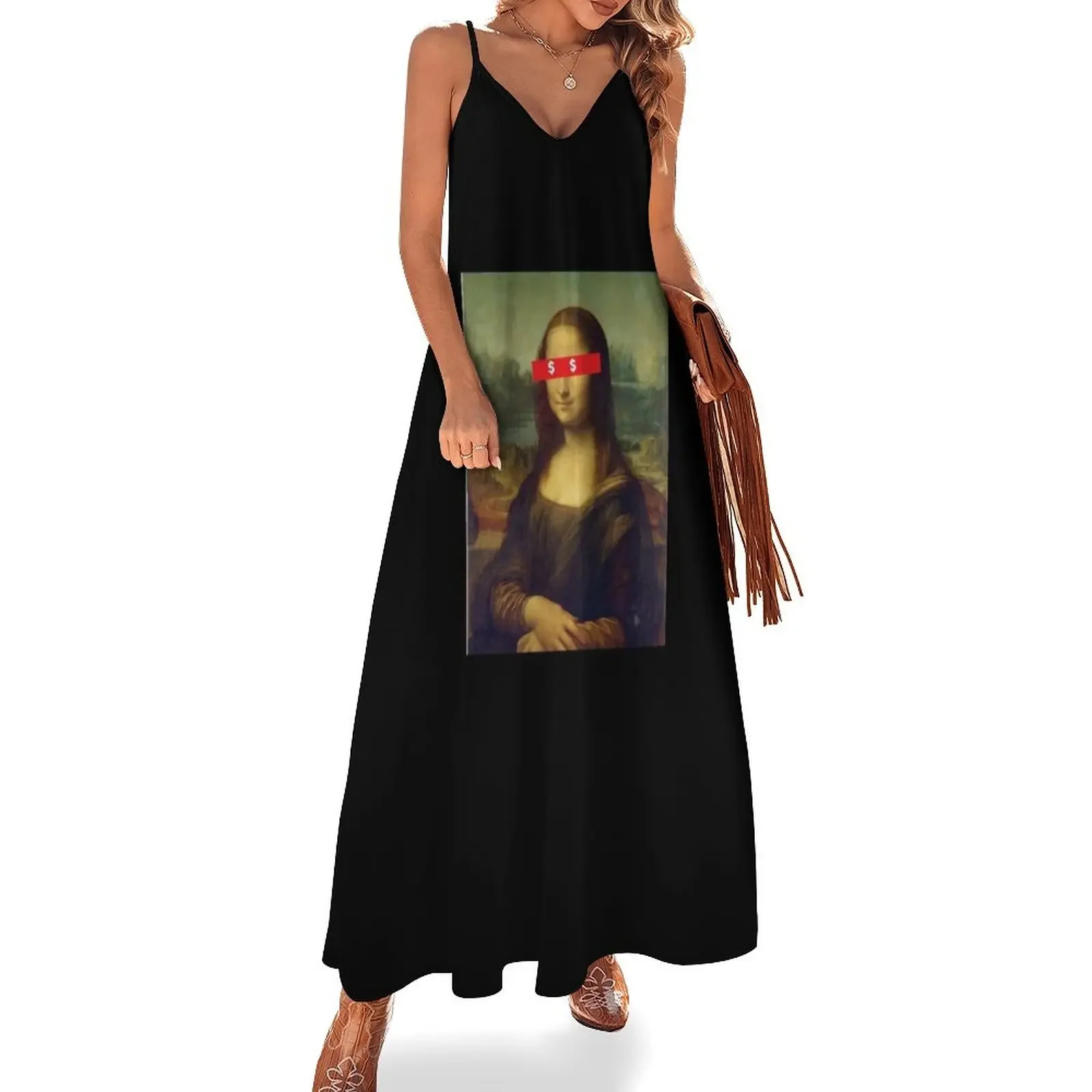 

Money Lisa, Mona Lisa Sleeveless Dress Woman clothes sensual sexy dress for women Long dress