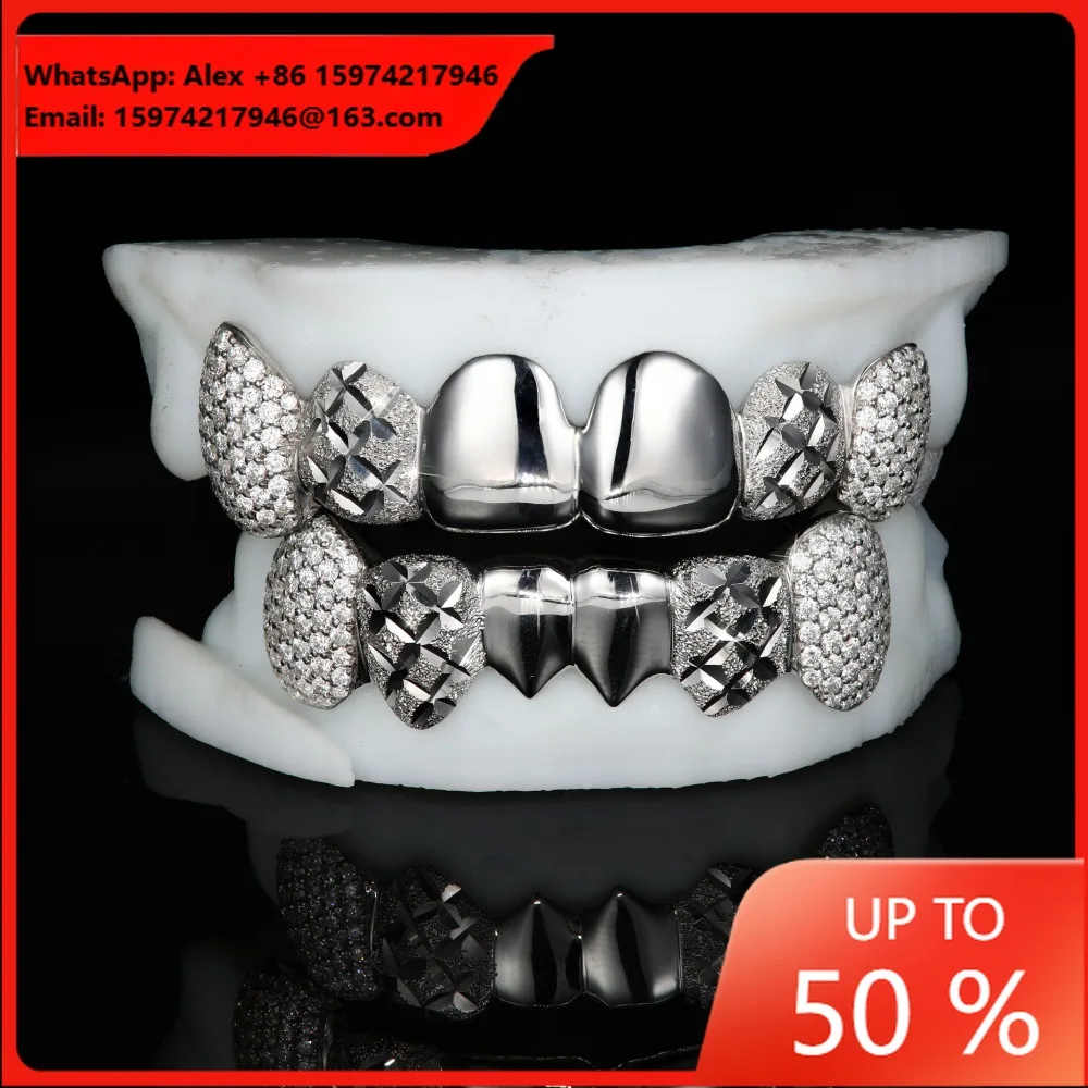 European And American Cross-border Hot-selling GRILLZ Hip-hop Smooth Diamond Cutting Braces Hip-hop Style Braces