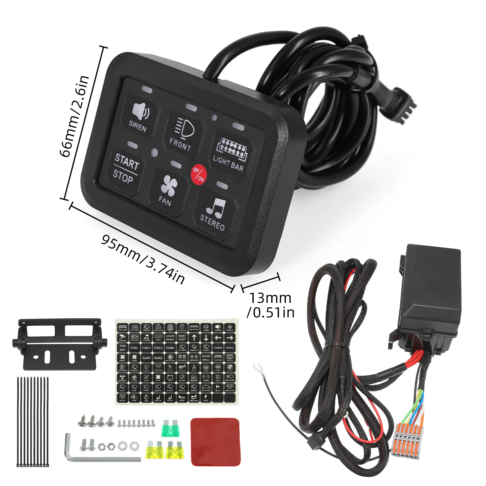 6 Gangs LED Switch Panel Touch Control Panel Caravan Accessories 12V Camper Motorhome Control System 12V-24V 600W-1200W Circuit