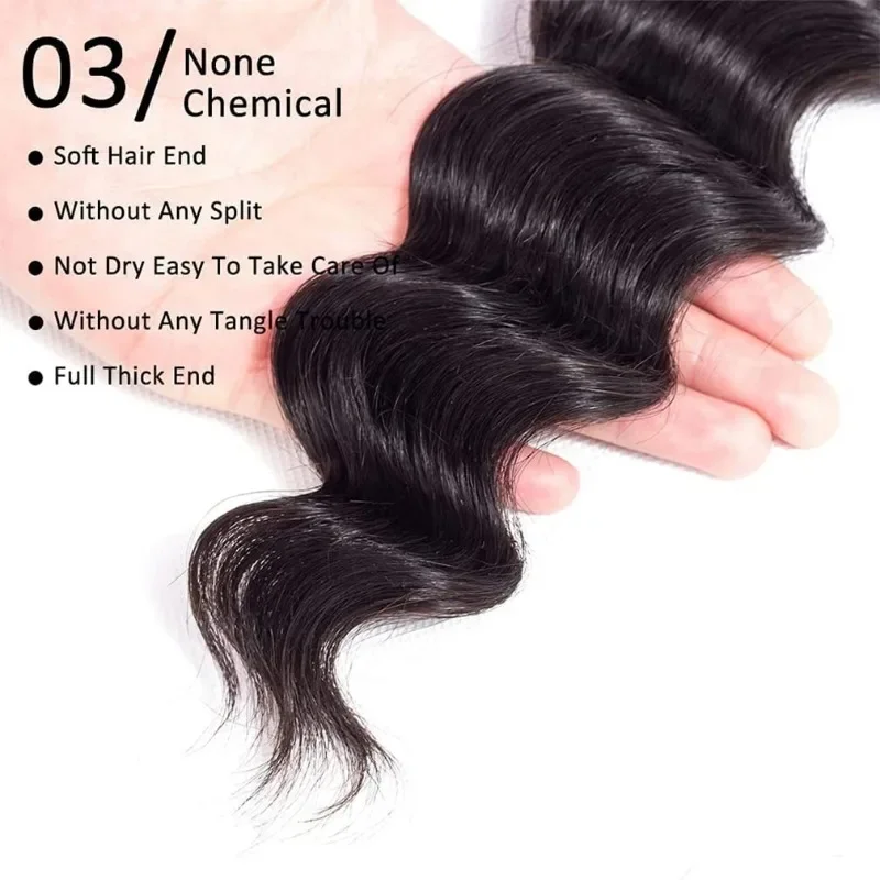 Pacotes de cabelo humano de onda profunda, 100% não transformados, cabelo virgem brasileiro, cor preta natural, 10-30 polegadas, 100g por PC, 1pc