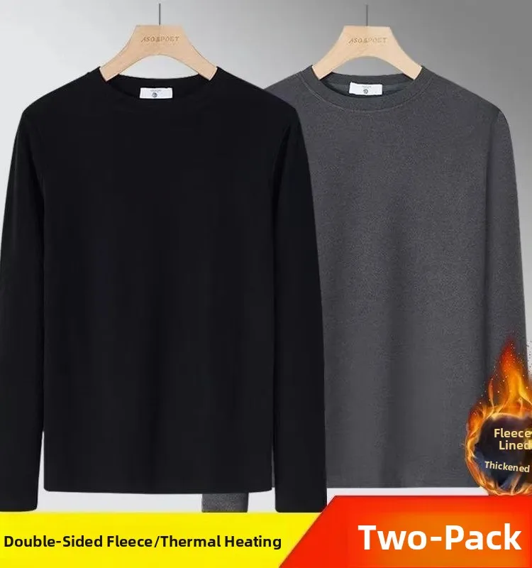 

Warm Long Sve round Ne Thermal Underwear Men's T-irt Winter ential Base Layer irt Youth Faion Thiened Velvet