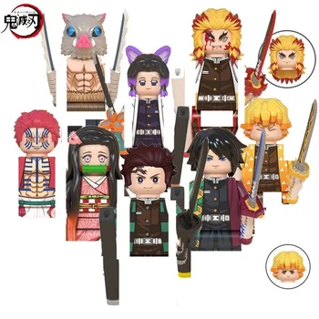 Japanese Anime Demon Slayer Samurai Tanjirou Nezuko Kyoujurou Giyuu Mini Building Blocks Bricks Dolls Action Figure Birthday Toy