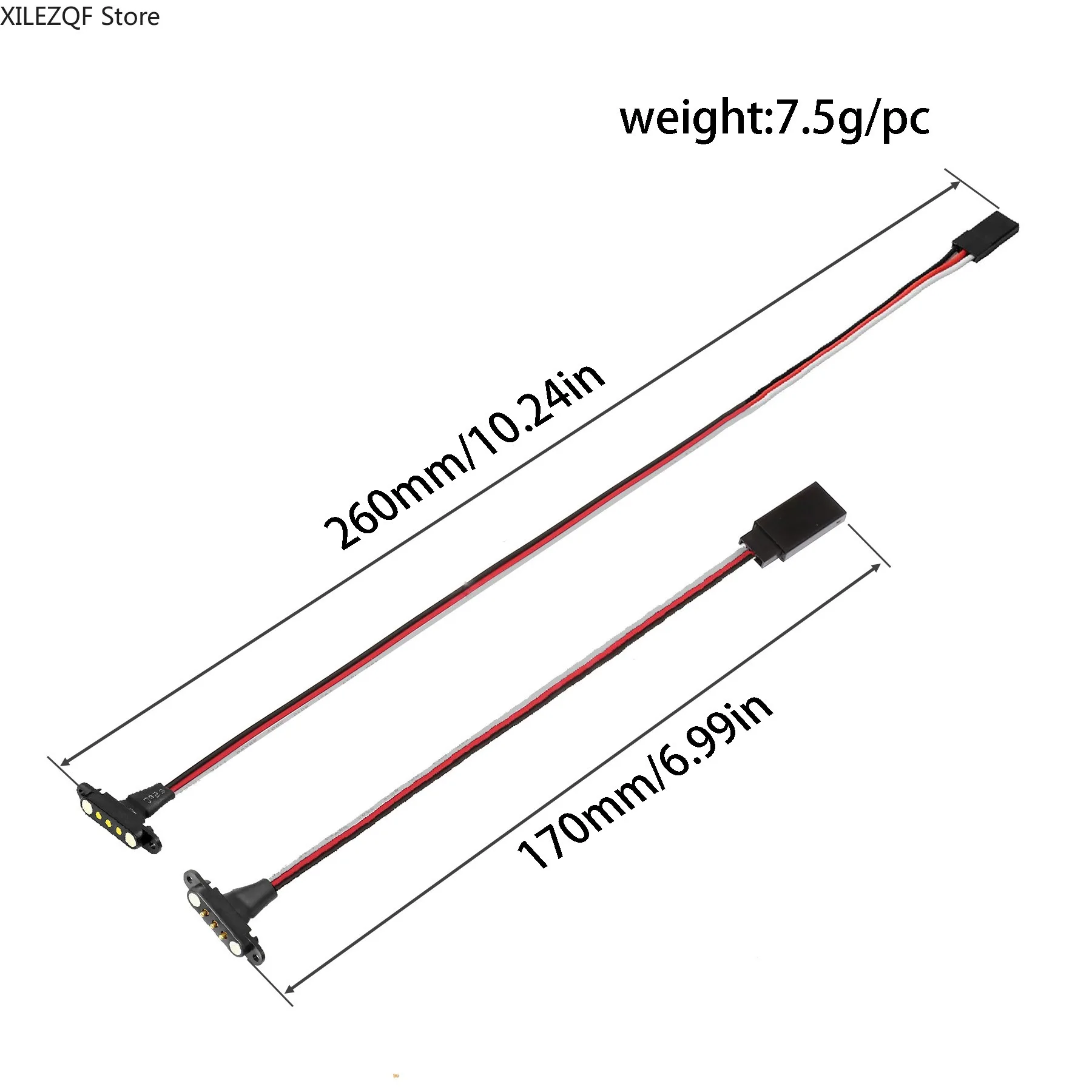Magnetic Snap-on JR Extension Cable for RC Models 1pcs
