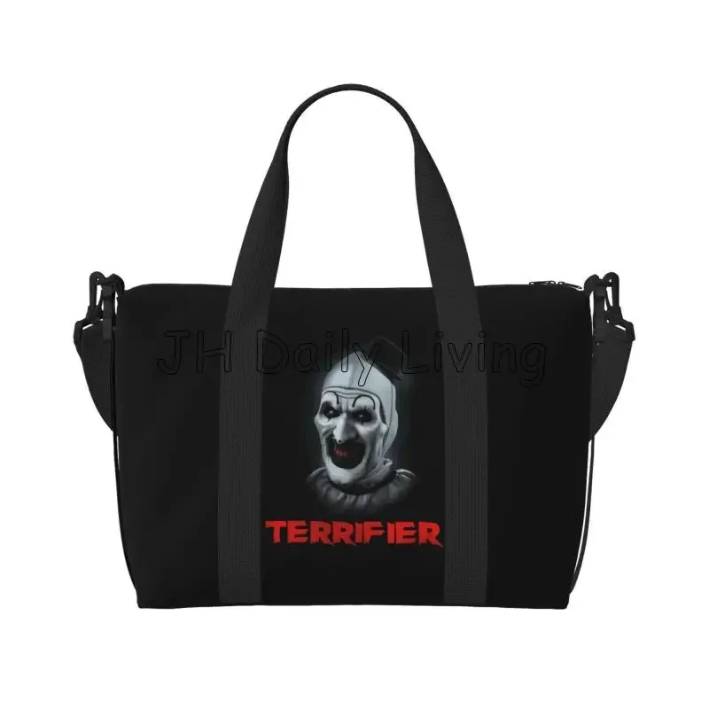 Horror Clown Halloween Movie Terrifier Travel Duffel Bags Waterproof Weekender Overnight Bag Unisex Foldable Carry on Tote Bag