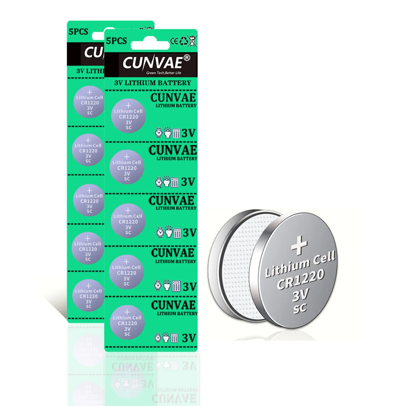 12 بطاقات/60 قطعة 3v CR1220 Lithim بطارية ليثيوم أيون DL1220 BR1220 ECR1220 LM1220 KCR1220 L04 5012LC زر عملة خلية Bateria استبدال