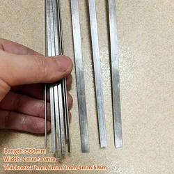 4Pcs Length 500mm 304 Stainless Steel Square Bar Thick 1mm 2mm 3mm 4mm 5mm Flat Steel Bar Small Steel Bar Customized Service