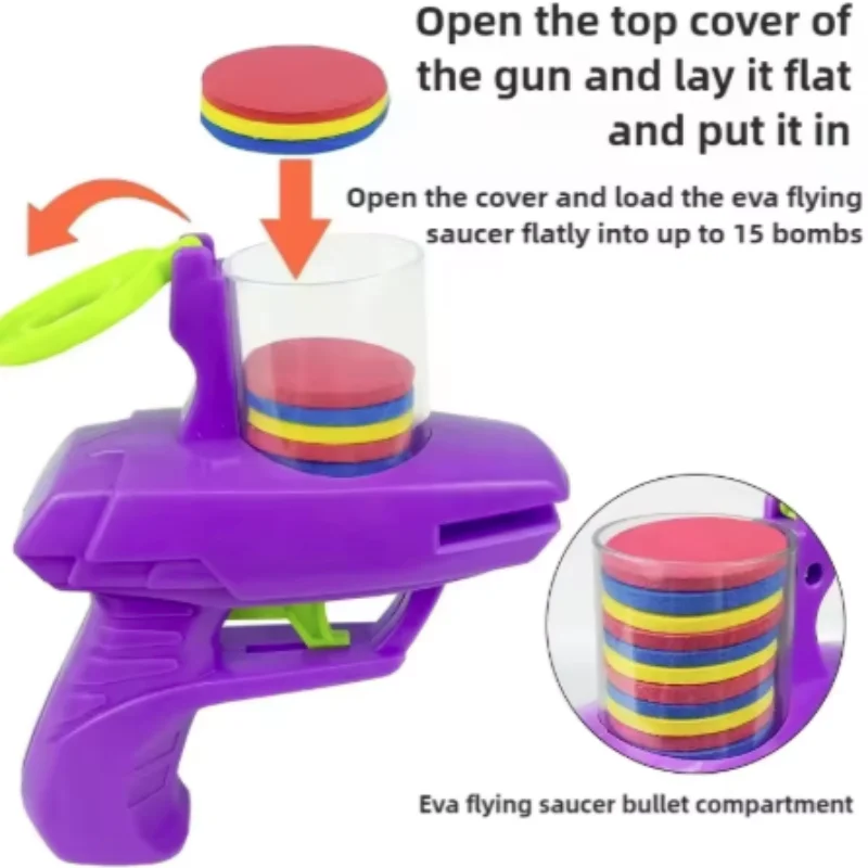 Juego interactivo de juguetes para perros y gatos con discos voladores coloridos, lanzador de pistola para mascotas para gatitos, adiestramiento interior y exterior, diversión para atrapar