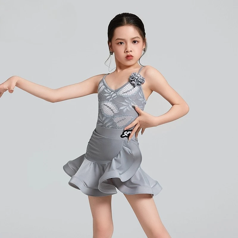 

customized children's girls' Latin national standard dance costume high-end suspender jumpsuit practice performance costume