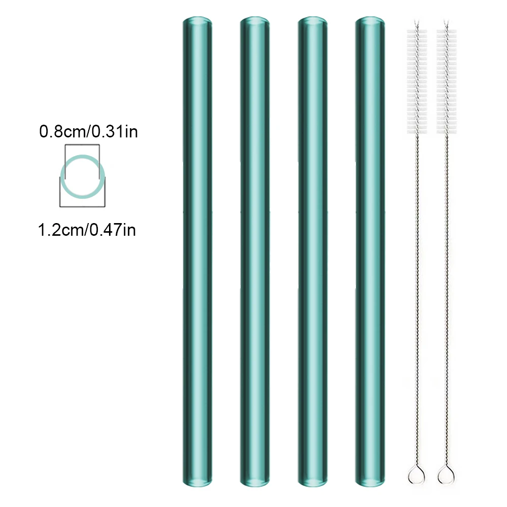 High Borosilicate Glass Straws Straight Reusable Drinking Straw Boba Bubble Tea Milk Smoothies Fruit Cocktails Bar Accessories