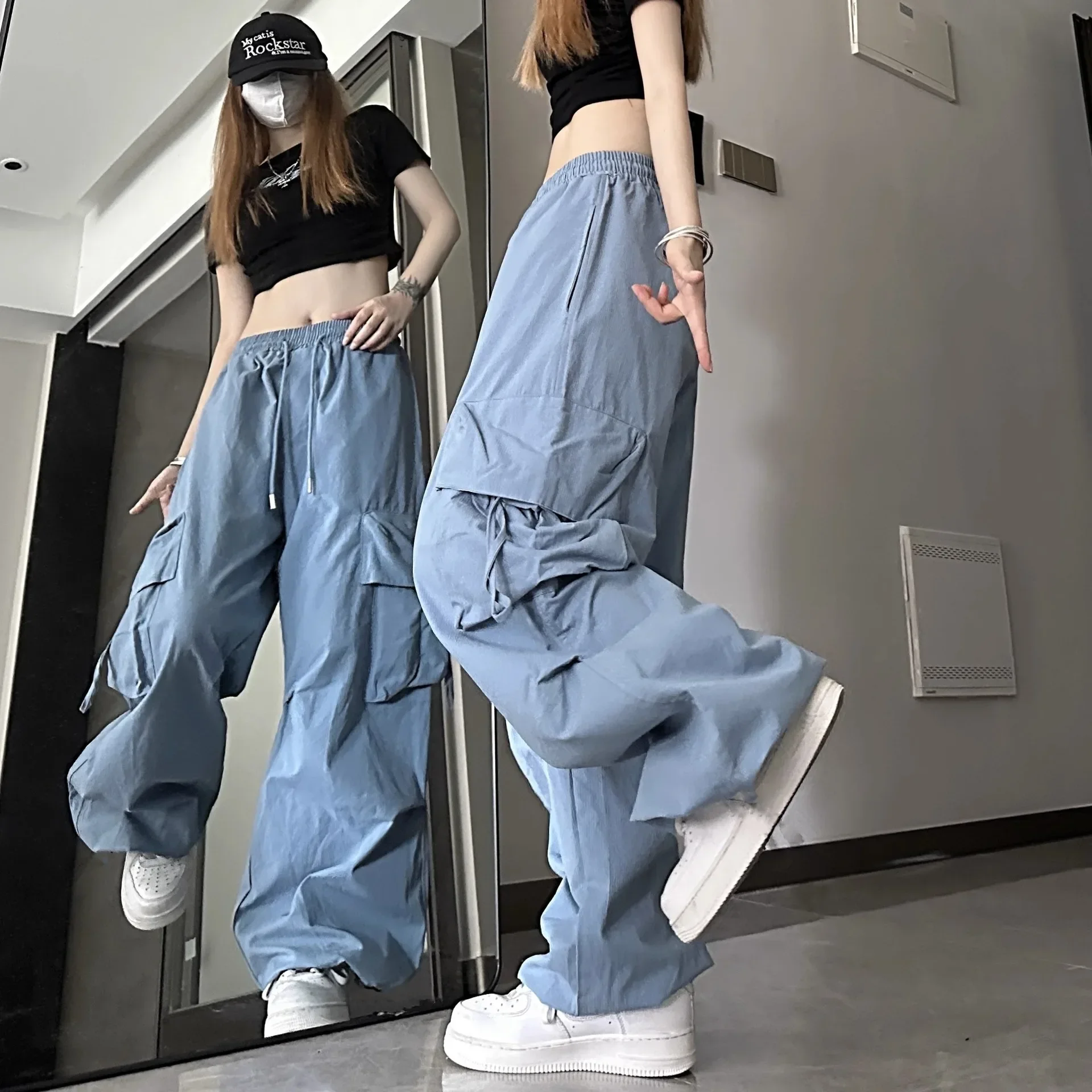 Neue Sommerhose für Teenager-Mädchen, locker geschnitten, mit hohem Bund und weitem Bein, für Studentinnen, gerade geschnittene Hose, sportliche, bodenlange Freizeithose für Damen. – Detail 13