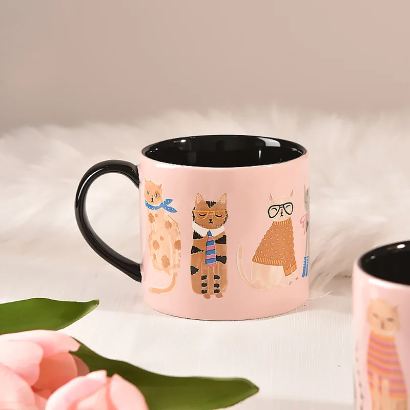 Cute Pink Cats Ceramics Mugs Coffee Mug Milk Tea office Cups Drinkware the Best Birthday Gift