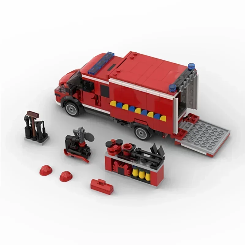 Modelo de carro urbano moc tijolos de construção belga iveco caminhão de bombeiros tecnologia blocos modulares presentes brinquedos de natal conjuntos diy montagem