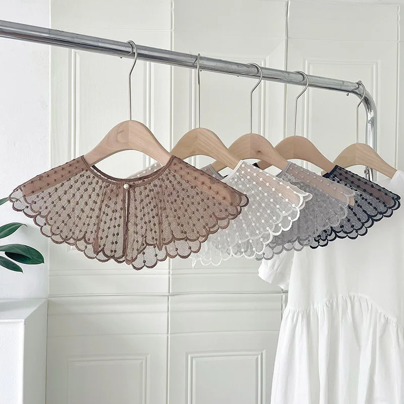 أزياء مطرزة وهمية طوق بلون اللؤلؤ الدانتيل شال الملابس والاكسسوارات بلوزة #1