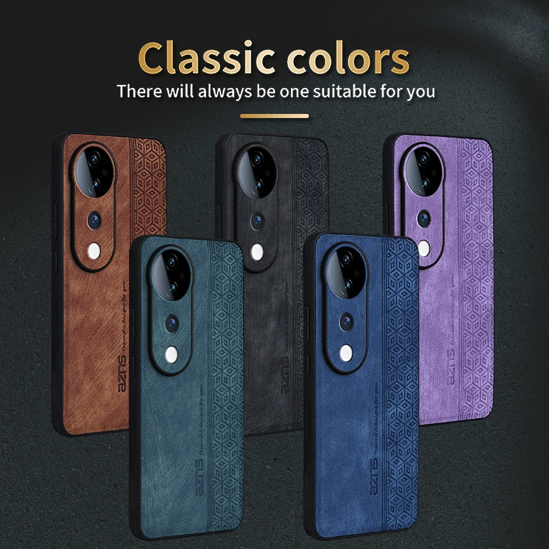 TUP + Cover posteriore in pelle goffrata 3D retrò di lusso per vivo S19 Bumper Coque custodia per telefono anticaduta per custodia vivo S19 da 6.78 pollici