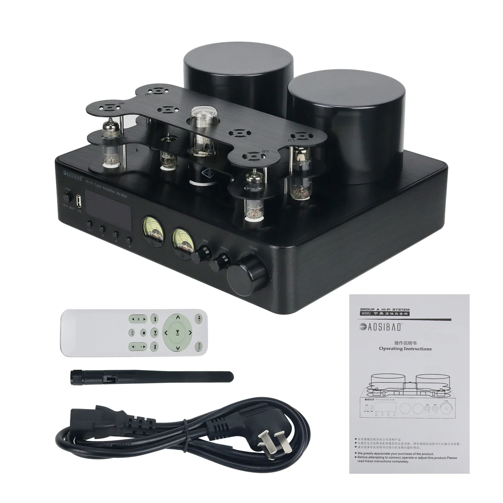 822Hot AV-889 Hifi 200Wx2 Tube Amplifier Vacuum Tube Amp with BT USB Lossless Decoding Assembled Audio Products Accessory