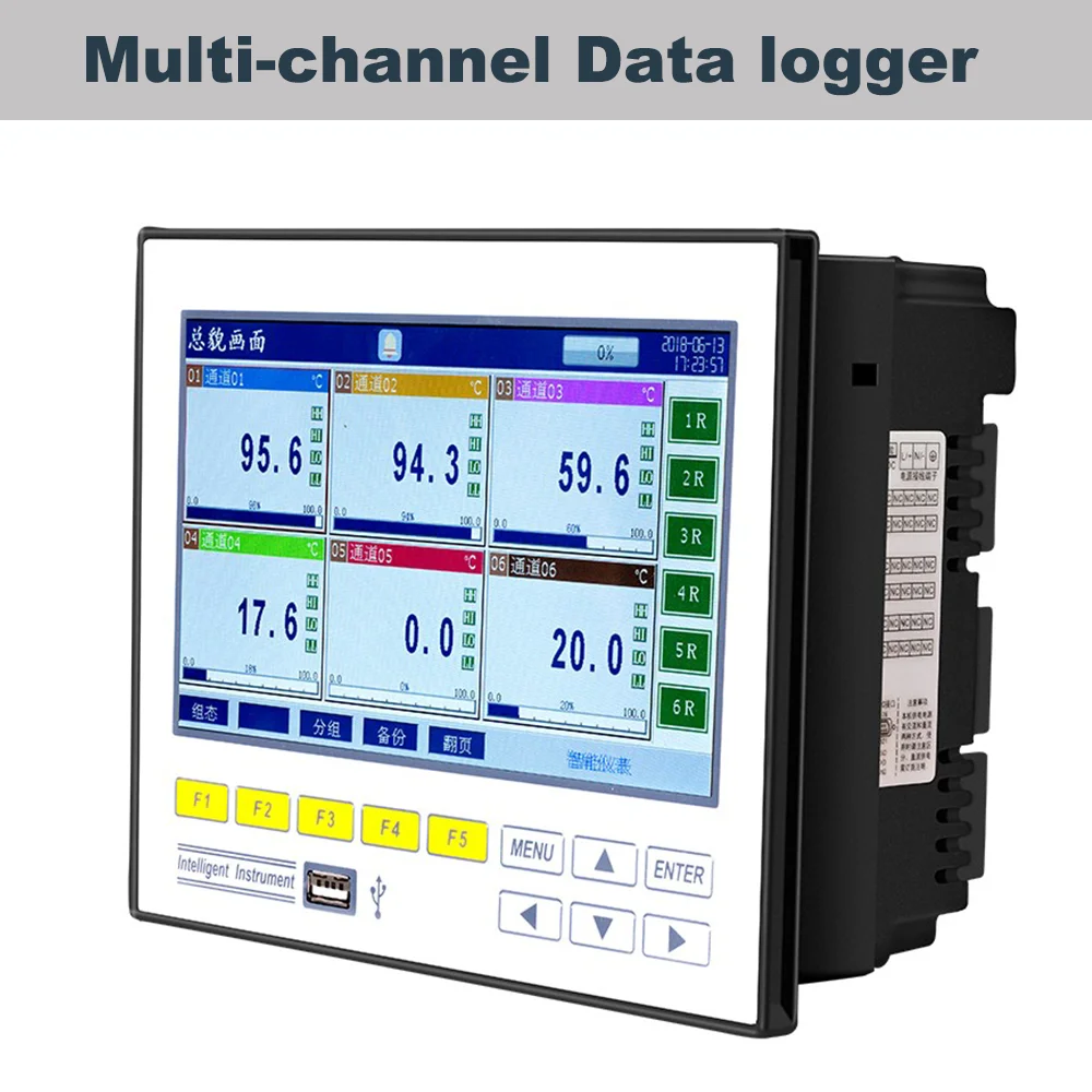 Digital Paperless Recorder Color LCD Multi-Channel Temperature Humidity Pressure Current Inspection Logger