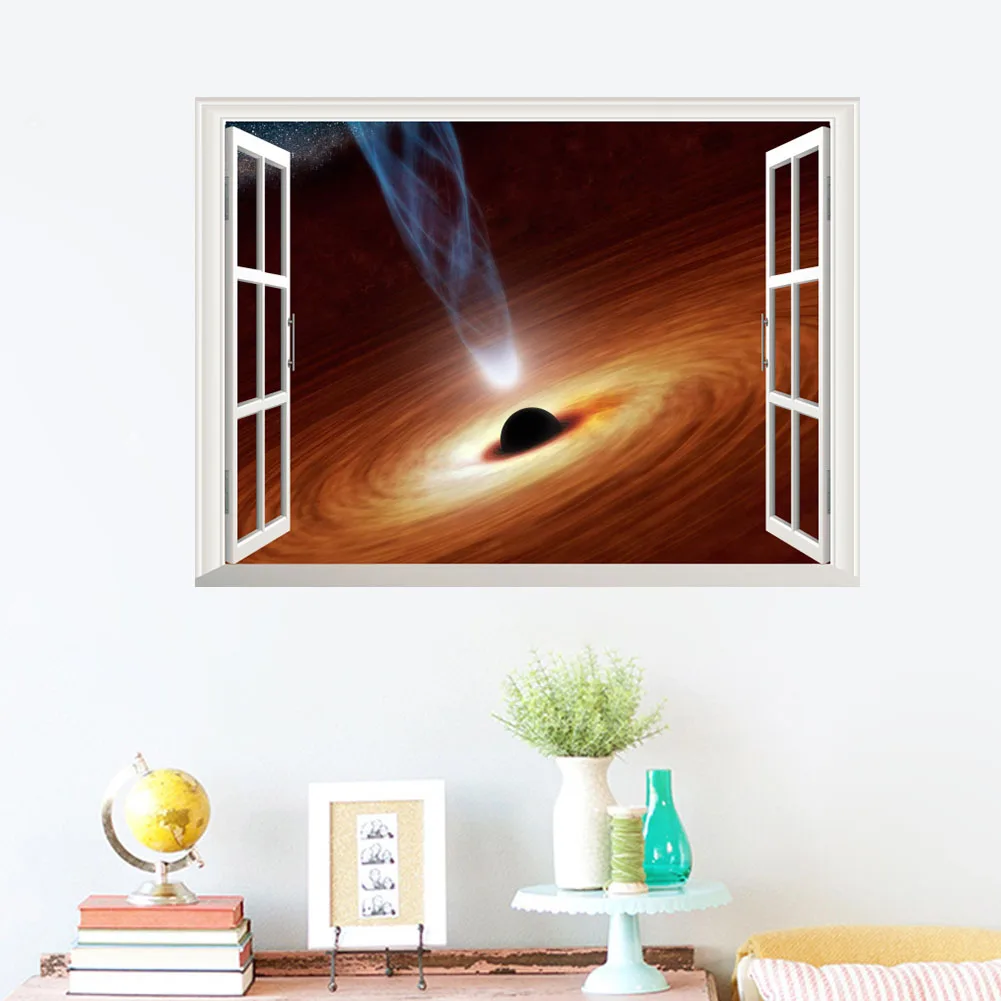 3D black hole universe starry sky window wall stickers galaxy astronomy research theme murals home decoration poster wallpaper