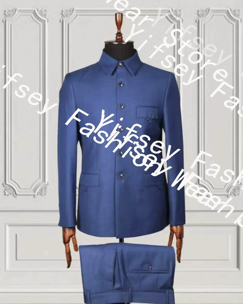 Boyfriend Suit Jacket Small Lapel 3 Flip Pockets Man‘s Elegant Set Designer Male Blazer Wedding Ceremony Dress Unique Design