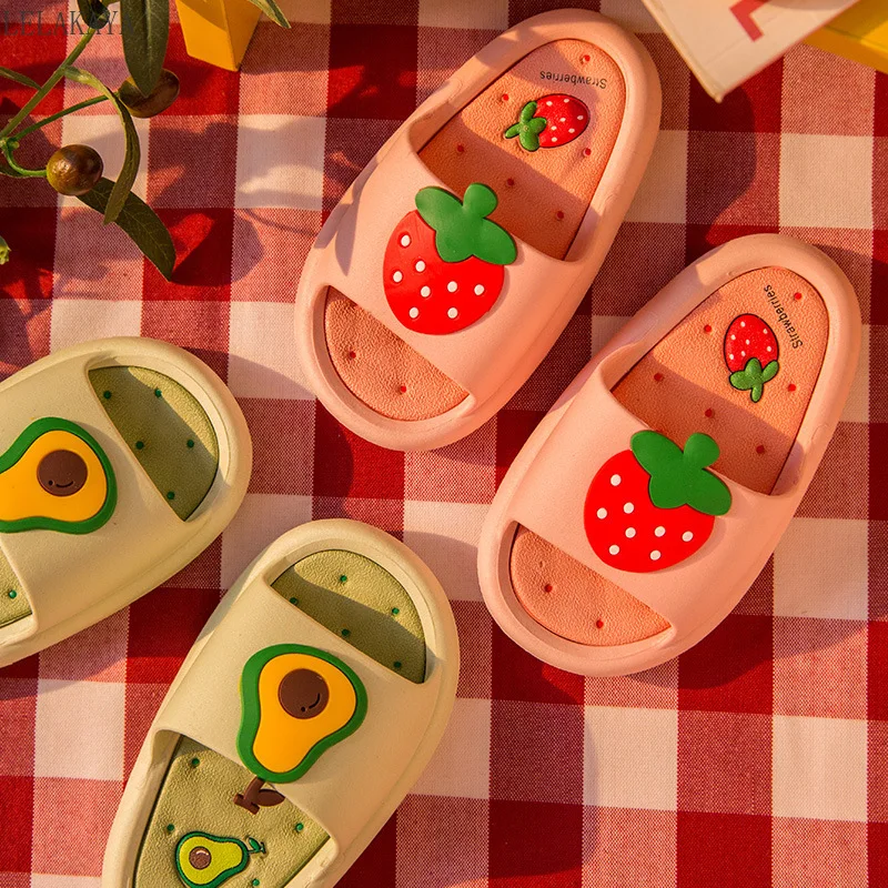 

Cartoon Fruit Kids Slippers for Boys Girls Lovely Strawberry Carrot Summer Children Slippers Non-slip Indoor Baby Slides Shoes