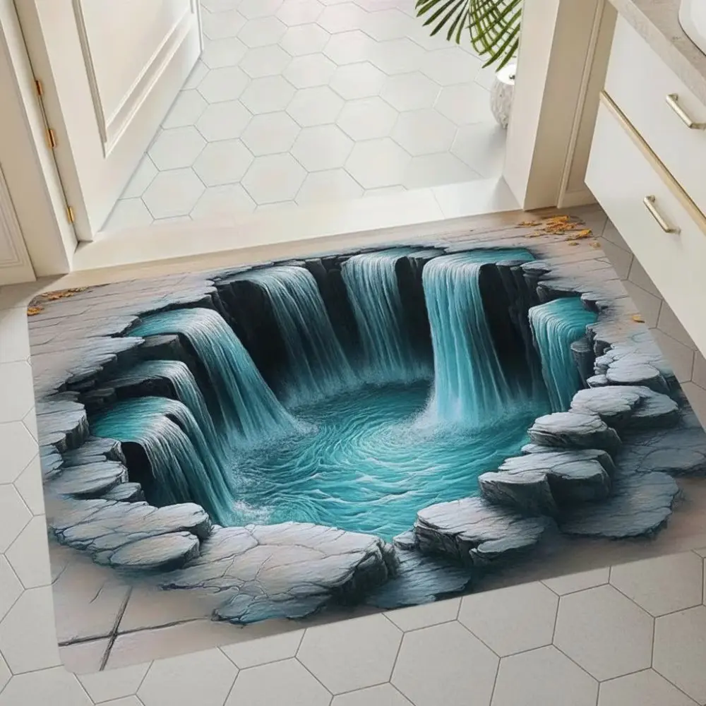 Creativity 2D Flat Optical Illusion Doormat Easy To Clean Non-slip Bathroom Carpet Stain-resistant Durable Bedroom Door Rug Home
