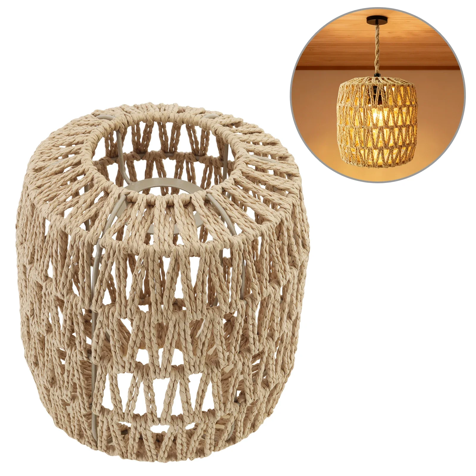 

Pop Rattan Lamp Shade Handmade Woven Retro Lampshade Home Decor For Cover Table Lamp Pendant Light Floor Lamps Chandelier Wall L