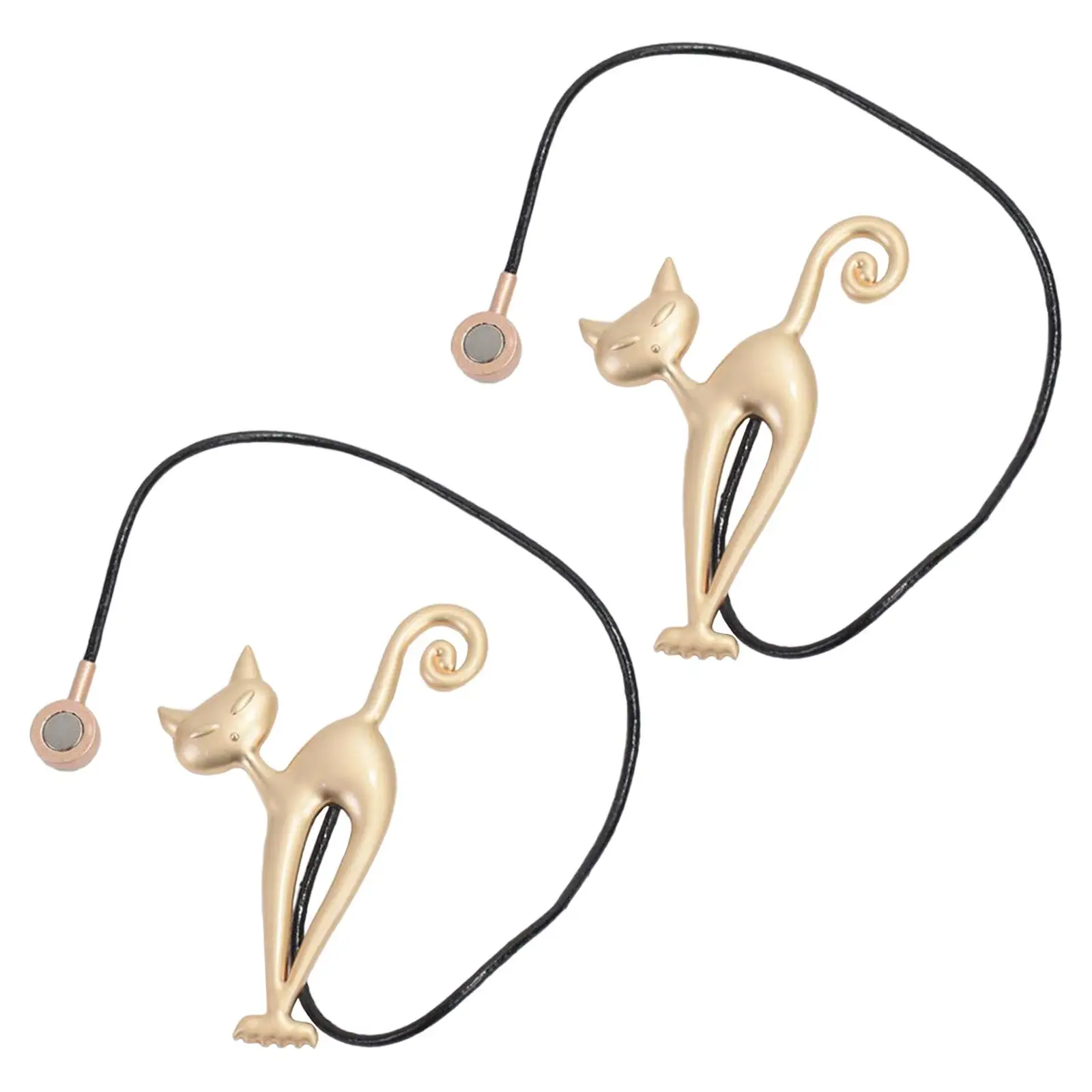 Magnetic Cat Curtain Tiebacks Alloy Drape Holders No Drill Window Decor for Living Room Bedroom Office