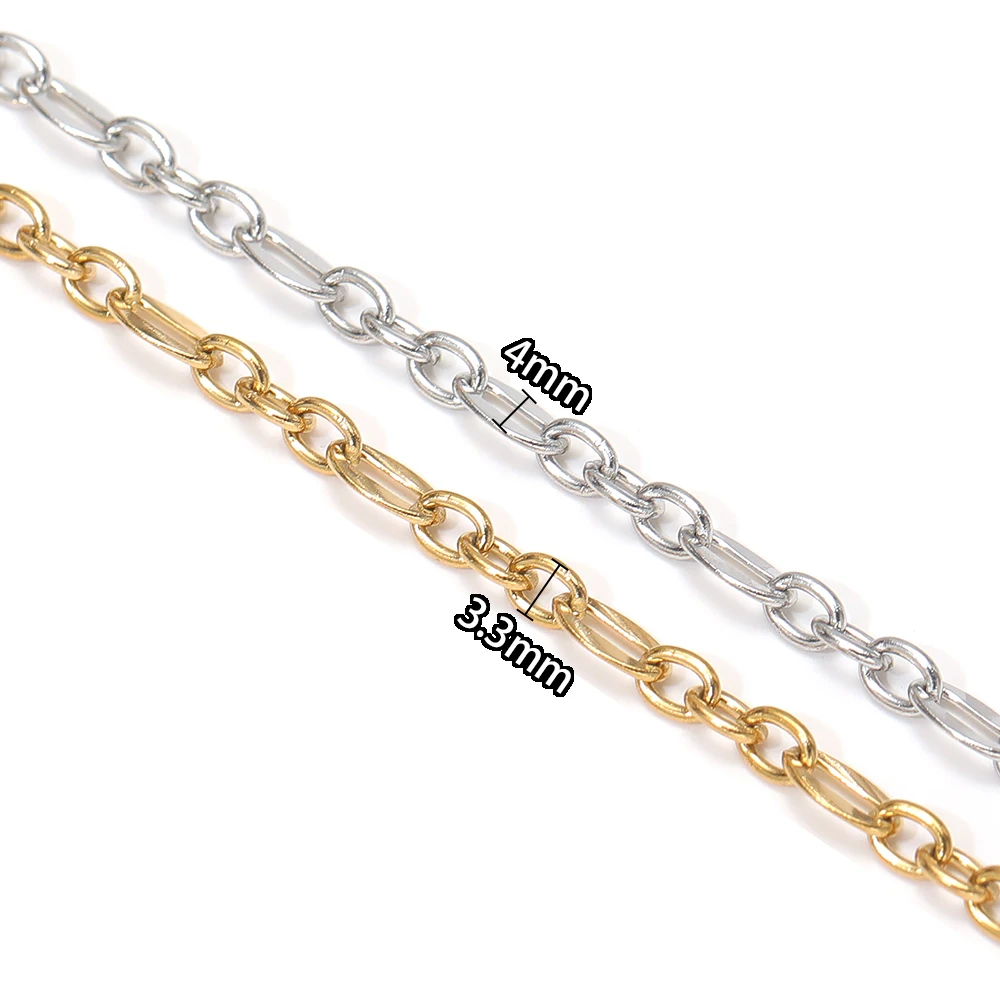 1 Meter Edelstahl PVD Gold 3:1 O-Link Rolo-Ketten für DIY-Schmuckherstellung, Armbänder, Halsketten, Zubehör – Detail 3