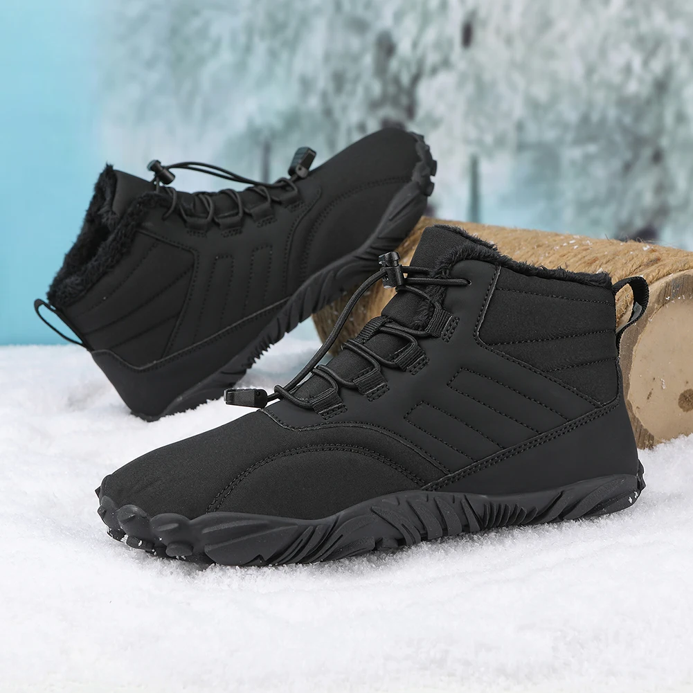 Winter Warm Running Barefoot Shoes Women Men Rubber Camping Sneakers Waterproof Non-Slip Breathable for Trekking Climbing