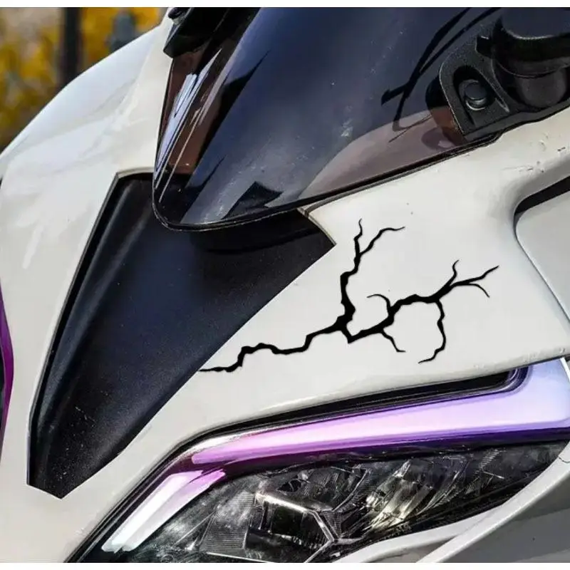 2 Arkusze Wodoodpornych Naklejek na Kask Motocyklowy, Zbiornik Paliwa, DIY, Naklejki Winylowe na Skuter, Odblaskowe Naklejki Błyskawice, Bezpieczna Jazda