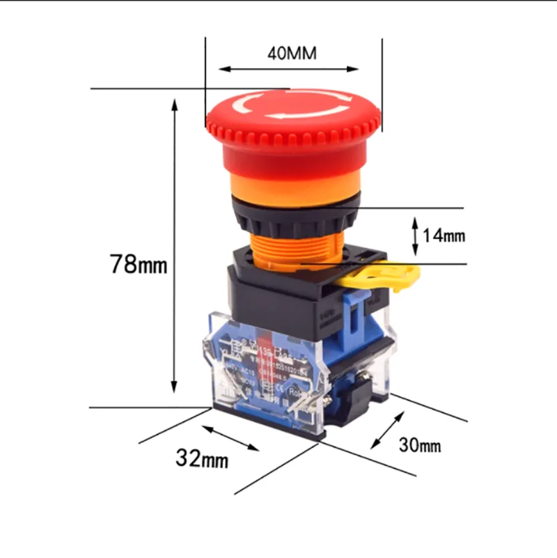 Mushroom head emergency stop switch self-locking button LA38-11ZS emergency power failure stop power outage 22mm