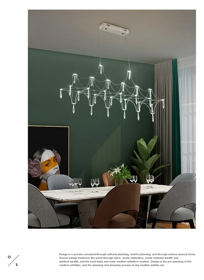 Restaurant Strip Chandelier Postmodern Light Luxury Lobby Front Desk Lamp Designer Minimalist Bar Dining Table Crystal LED Lamp