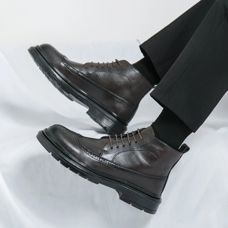 

Классические мужские кожаные ботинки челси в стиле ретро, высококачественная деловая офисная кожаная повседневная обувь, фирменные удобные мужские ботильоны
