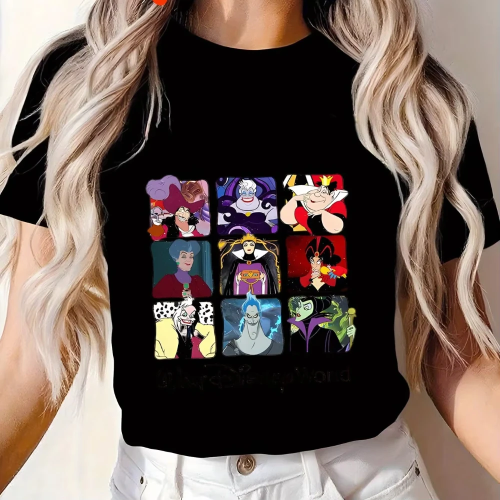 

Disney Villains Grid Art Pattern Women'S T-Shirt Cute Casual Breathable Summer TShirts Perfect for Disney Fans Summer T Shirt