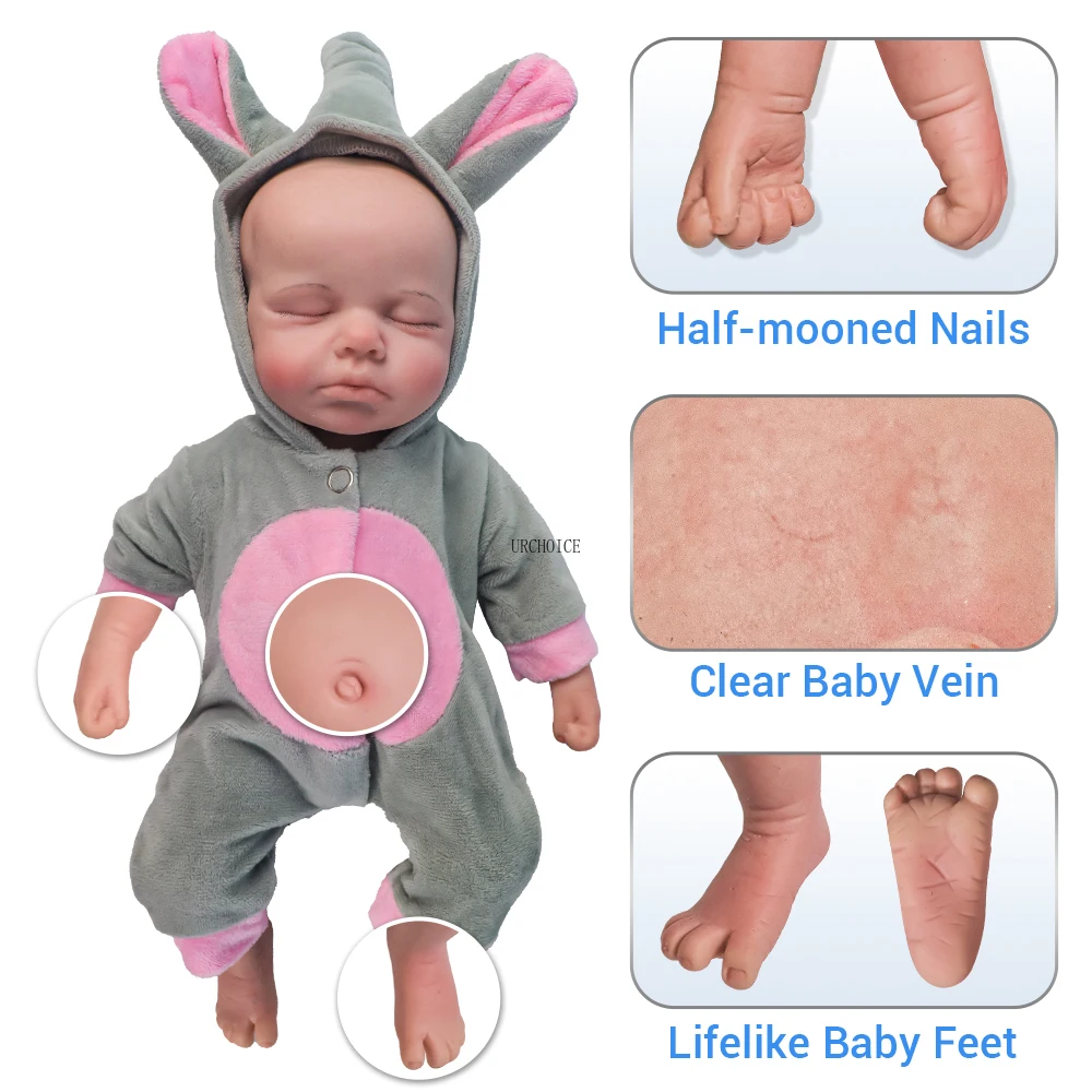 

Lifelike Mini Silicone Reborn Baby Dolls 12inch Full Solid Waterproof Baby Dolls 1.04kg Newborn Boy Doll Birthday Kids Gift