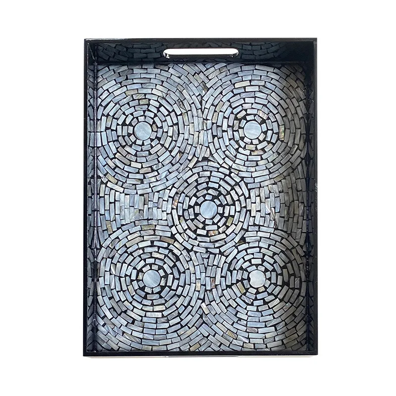 

Shell square tray Premium black tea Home dining room Living room Fruit Light luxury dried fruit tray