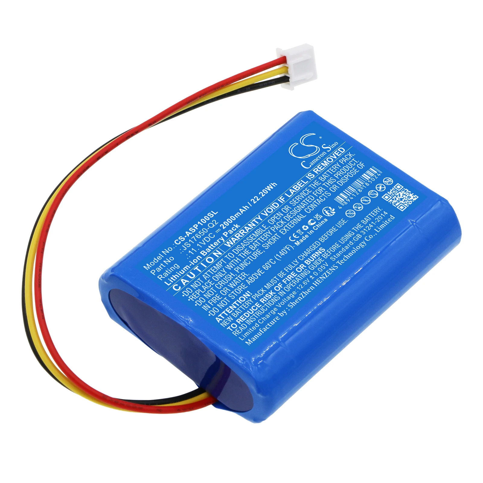 

Replacement Battery for AR AWSBT10, AWSBT10BK, AWSEE3, AWSEE3BK, Pasadena, Santa Clara JS17650-Q2 11.1V/mA