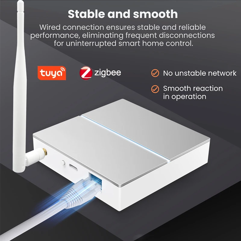 

Tuya ZigBee 3.0 Gateway with Antenna Smart Gateway Bridge Wired Mesh Hub Home Automation Works with Alexa Google Home
