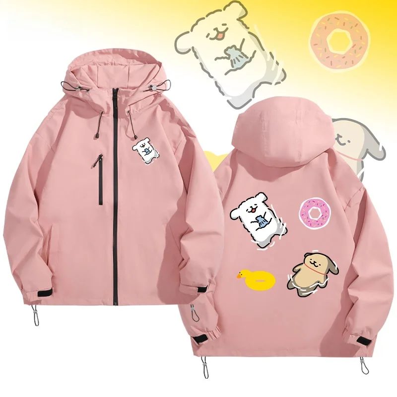 

Милый мультяшный принт с изображением мальтезе, парная повседневная куртка с капюшоном из полиэстера на молнии, уличный стиль