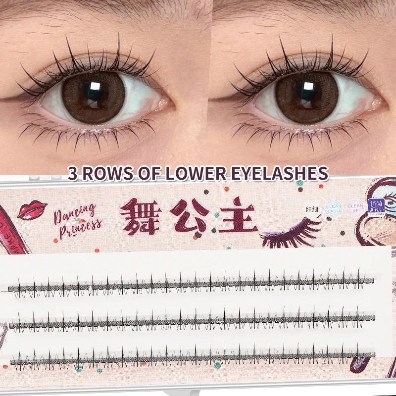 DINGSE 3 Reihen unter Wimpern, 5/6/7 mm, untere Wimpern, natürliche untere Wimpern, individuelles professionelles Make-up, falsche Wimpernverlängerung – Detail 13