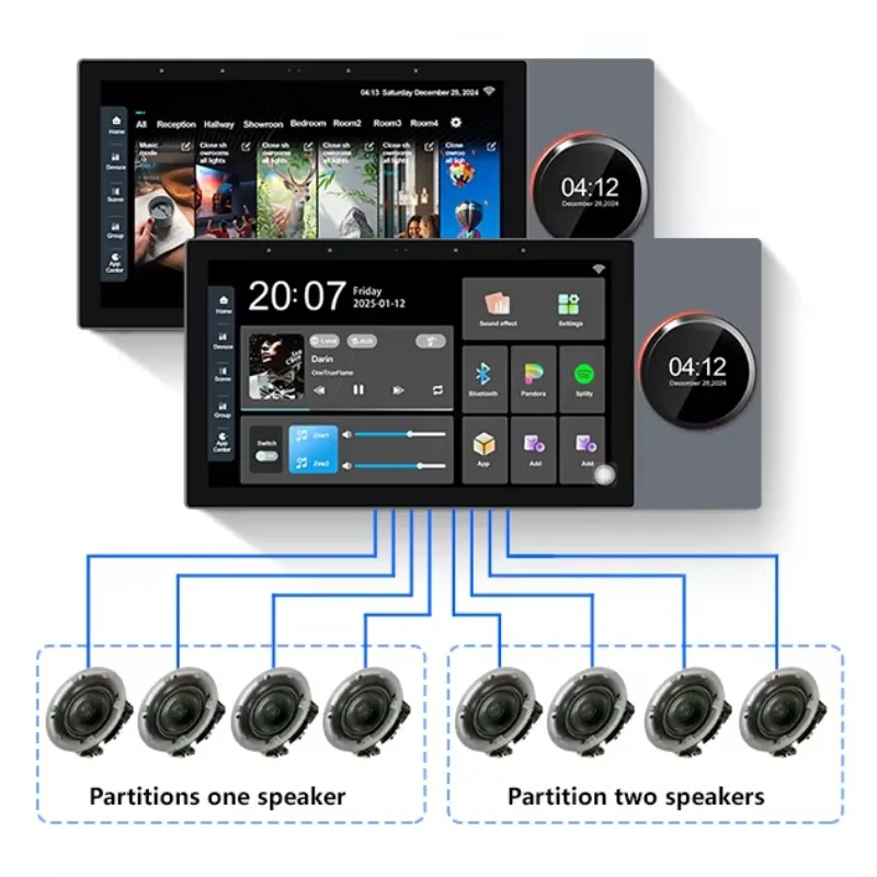 

7-дюймовая IPS-панель Android с сенсорным экраном, выходом для музыкальной колонки, управлением через приложение и встроенным умным выключателем